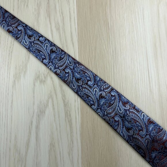 Hogo Boss Mens Purple & White Paisley Print Silk Office Wear Tie 60x3 Inches - Picture 3 of 12